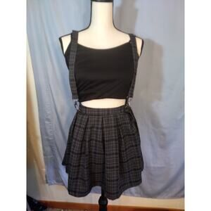 Hot topic plaid suspender skirt